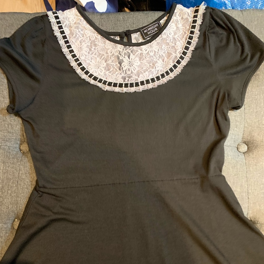 Hot Topic Black and Dove Grey Lace Dress Sz M
